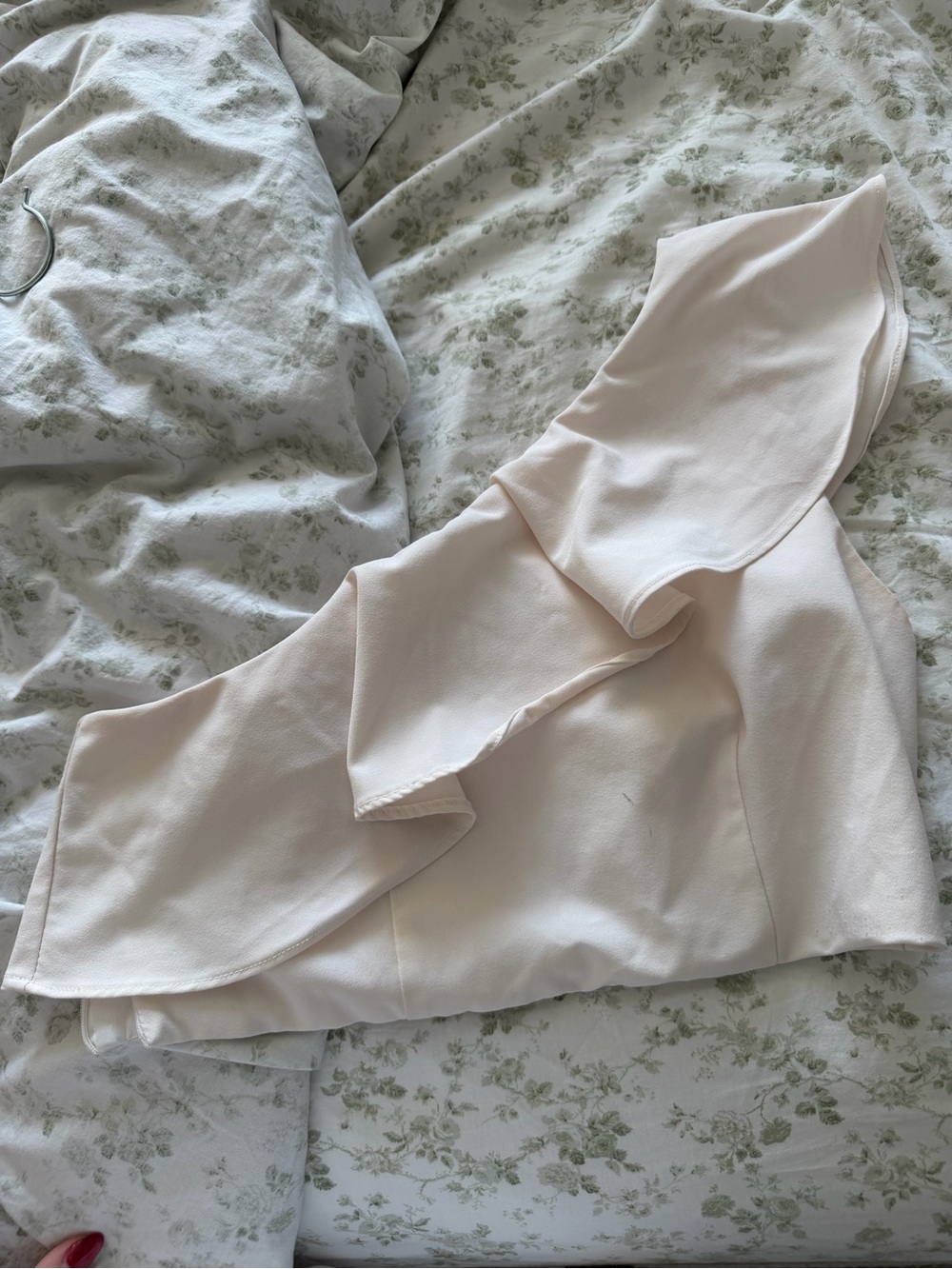Forever 21 Blush One-Shoulder Ruffled Crop Top